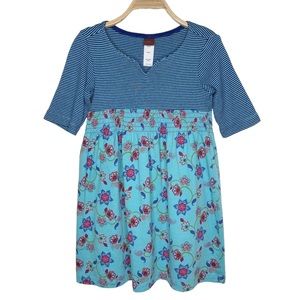 Tea Collection Striped Floral Teal Dress